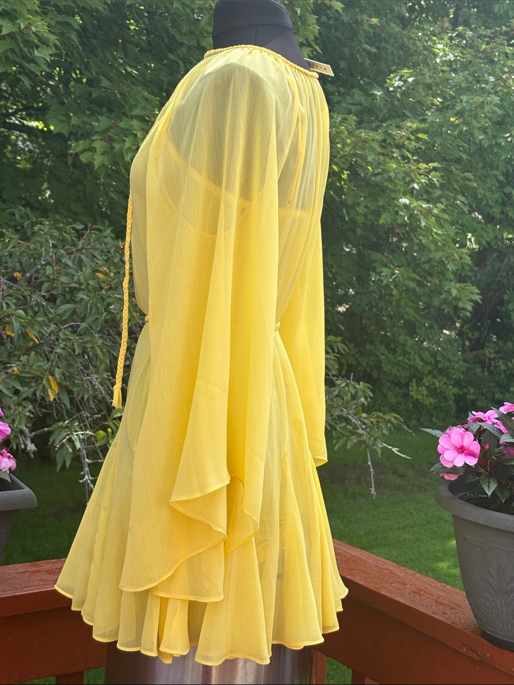 NWT Yellow Alice +Olivia sheer dress - Picture 2 of 11